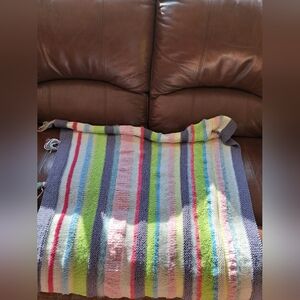 Colorful Striped Knit Blanket.  Baby Blanket